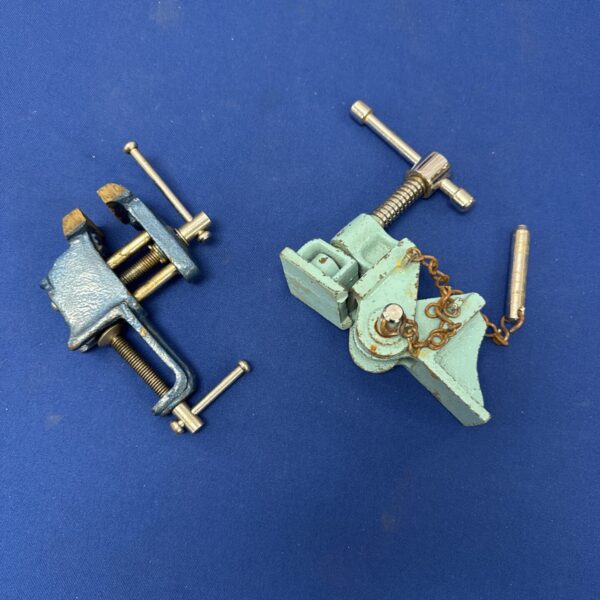 Two vintage model makers bench clamps