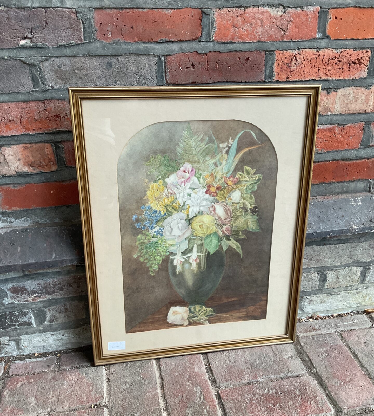 R wallis 1891 framed still life watercolour of flowers in a vase