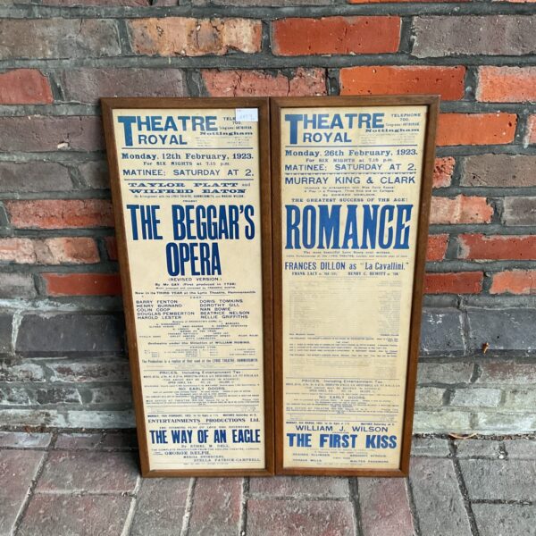 Pair of 1923 framed theatre royal framed posters