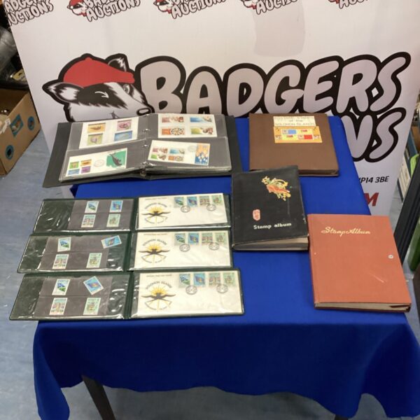 Vintage stamp albums including a Solomon Islands album for collectors.