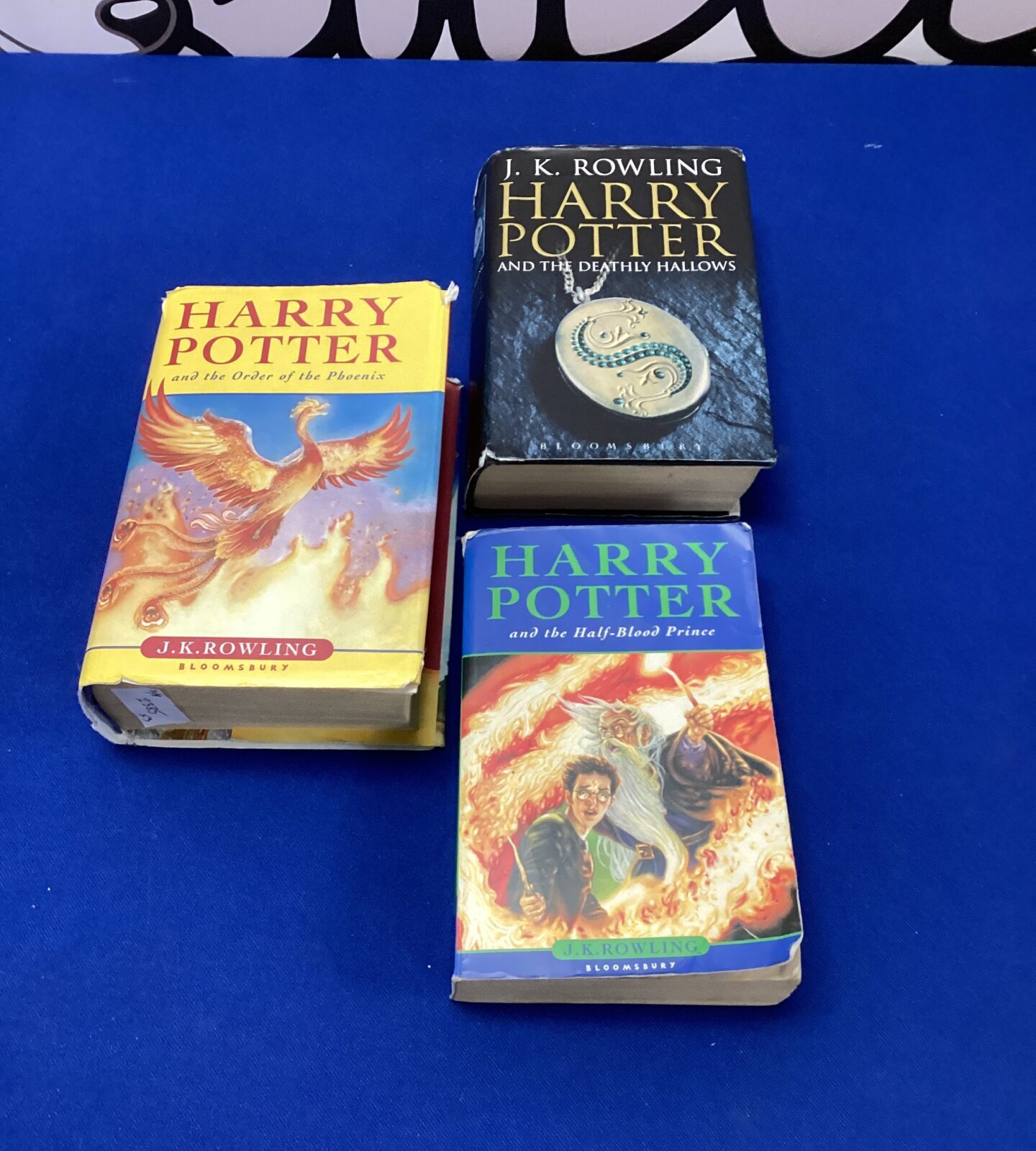Three first edition harry potter books inc the half-blood prince, the deathly hallows & order f the phoenix