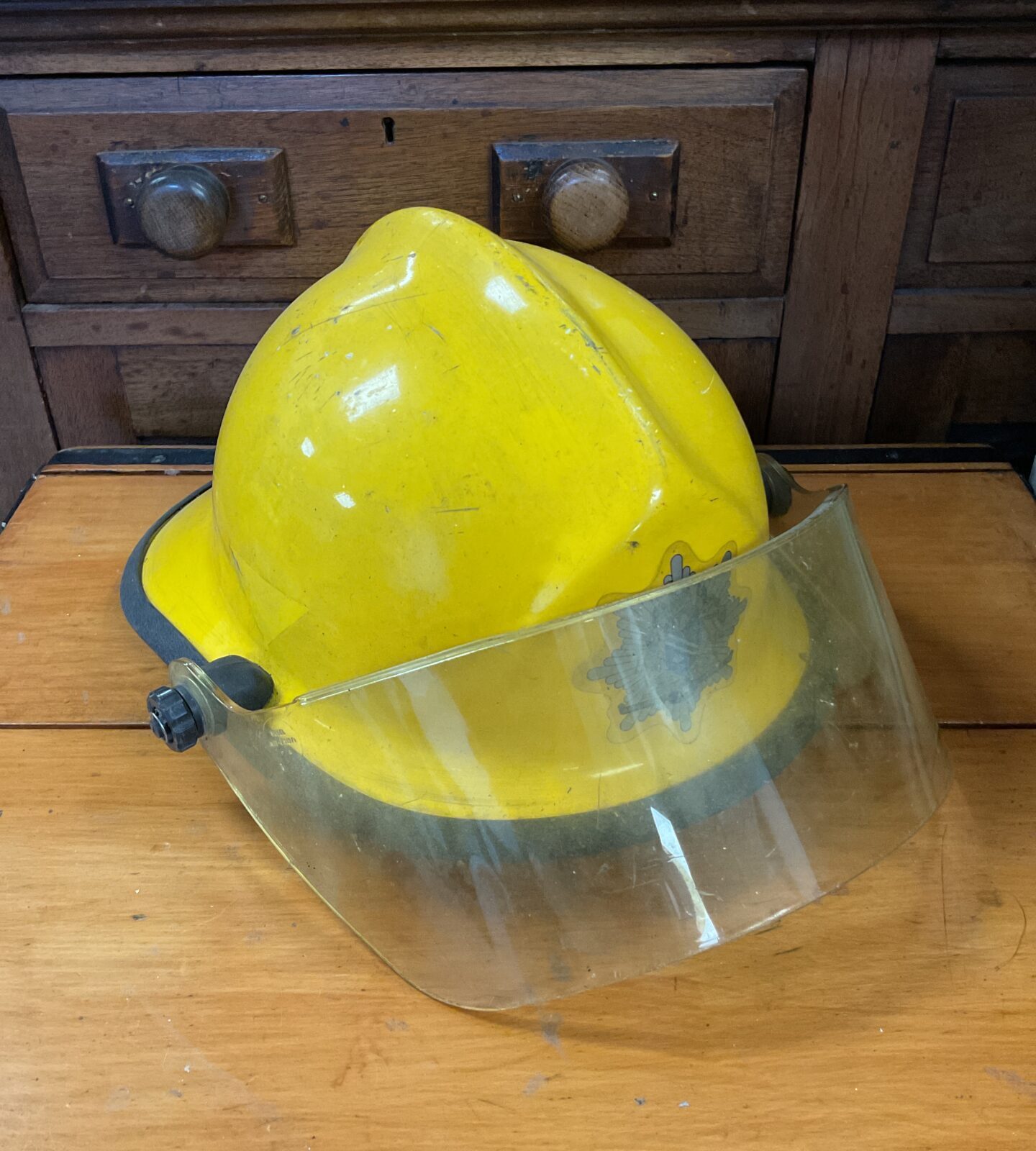 Vintage Oxfordshire fire service fireman’s helmet