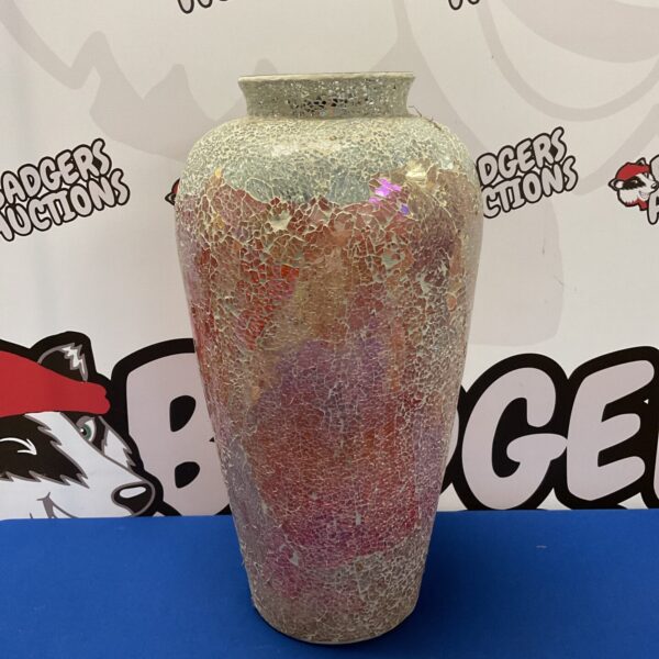 Large 20” modern mosaic mirrored vase