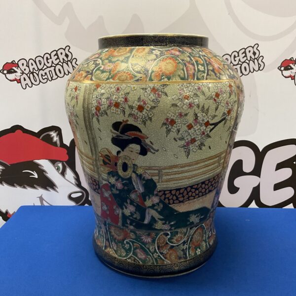 Large vintage 17” tall hand painted Chinese vase