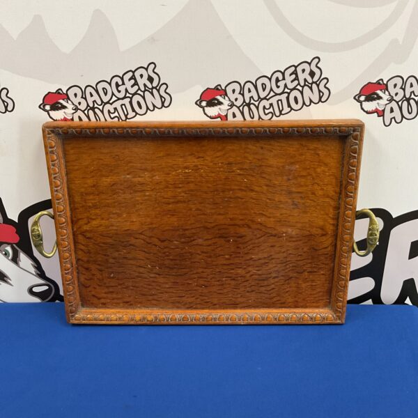 Vintage St Dunstan's serving tray with carved wooden border.