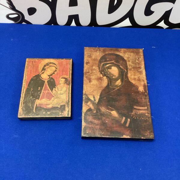 Two vintage wooden religious icons