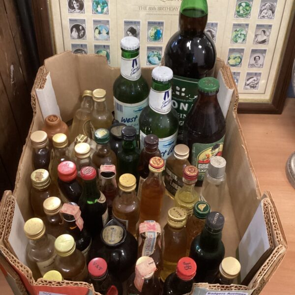 Mixed lot of miniature spirit bottles and Stones Ginger Wine.