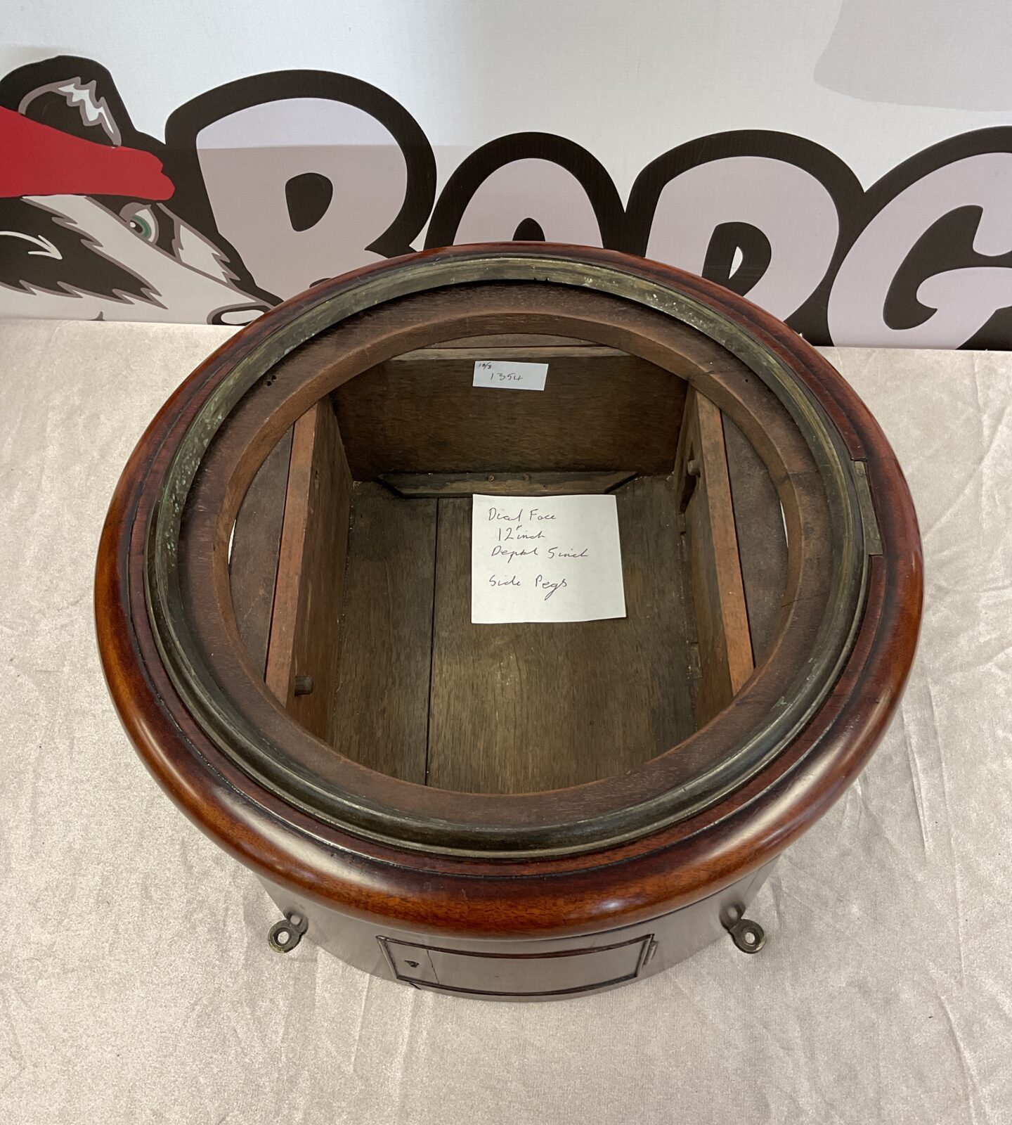 12" Dia x5" deep mahogany Wall clock case Early 1900s