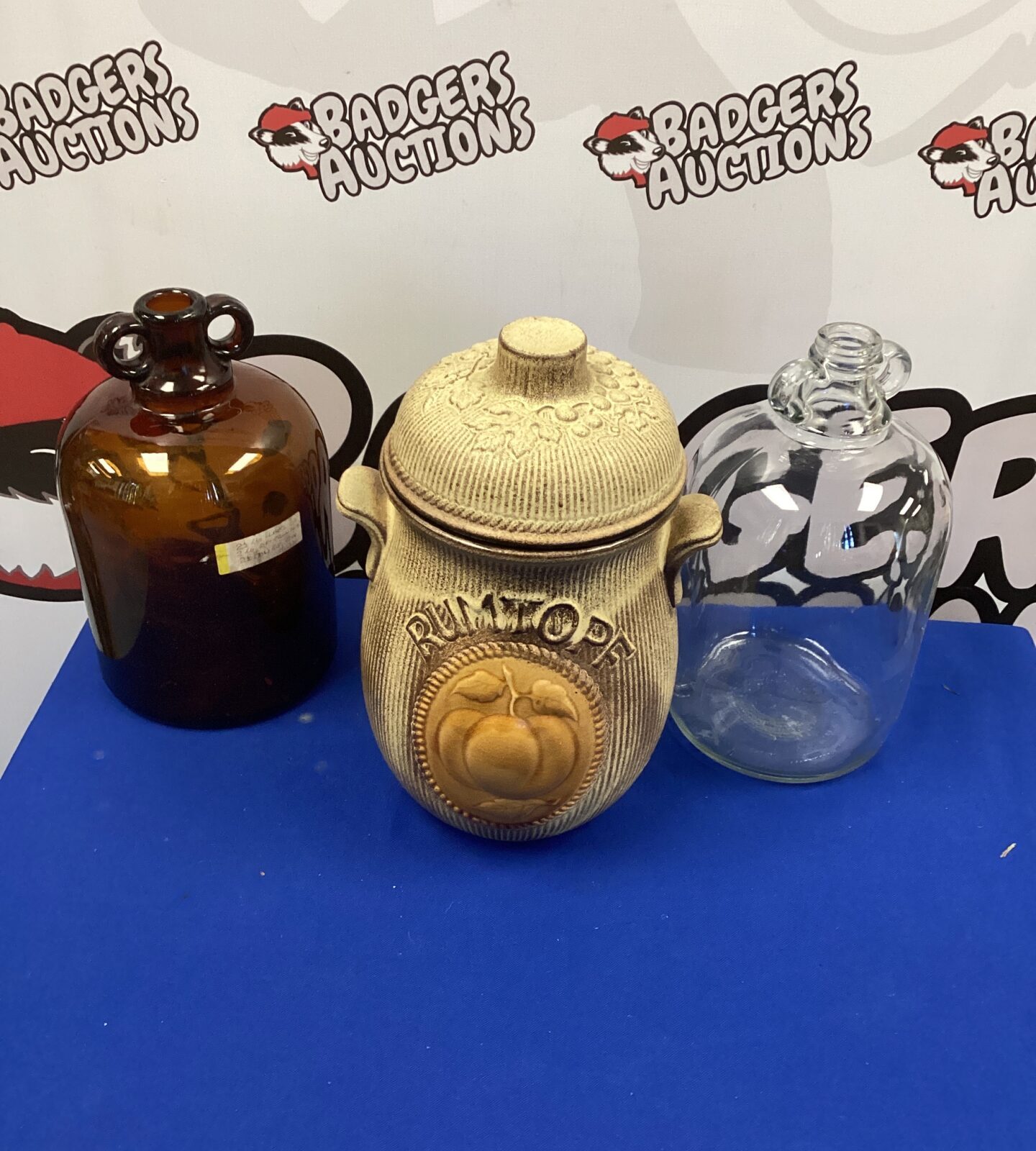 German Rumtopf Jar with two Demi Johns