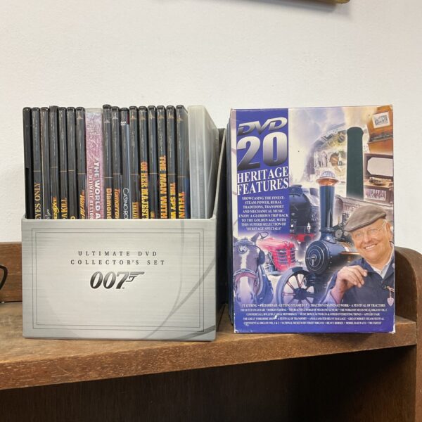 James Bond and Fred Dibnah DVD box sets, heritage collection.