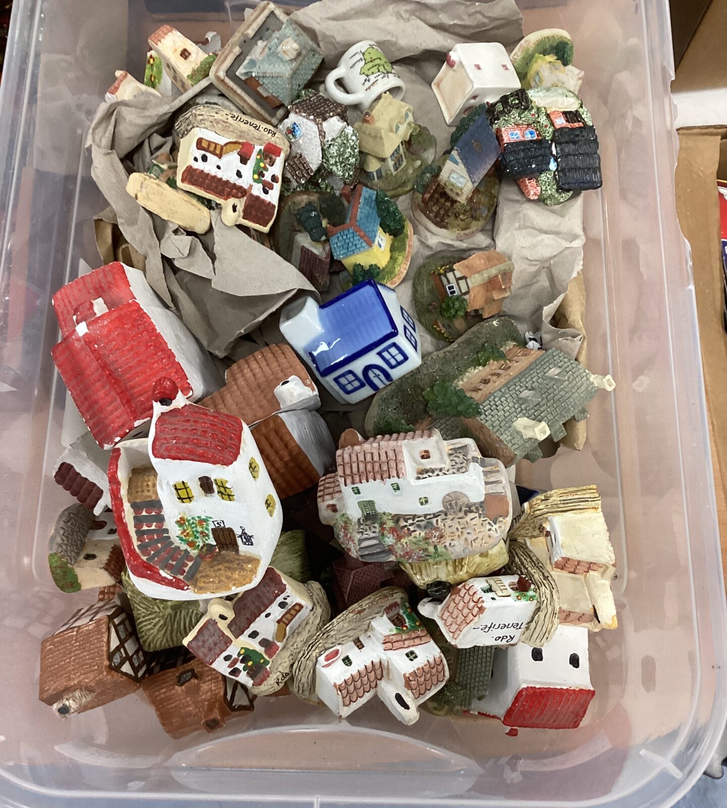 Large collection of miniature pottery house ornaments
