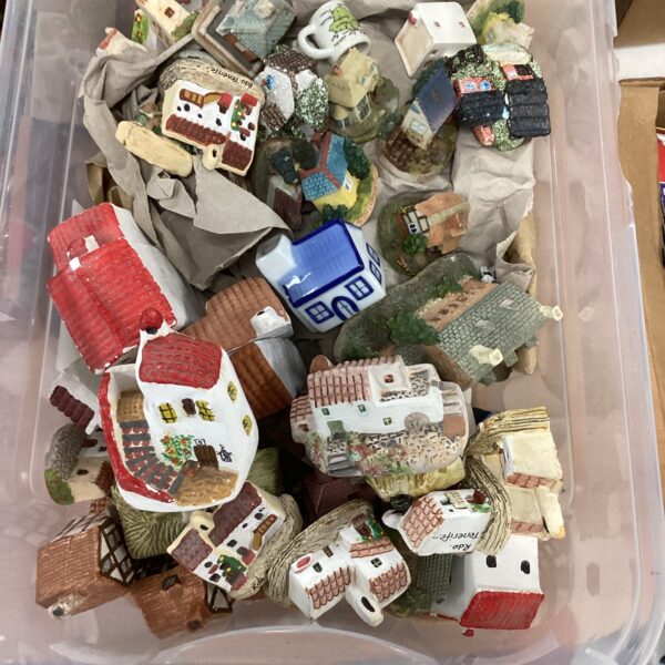 Large collection of miniature pottery house ornaments