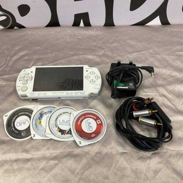 White sony psp console with games