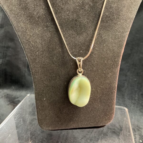925 Silver Green crystal pendant 16”necklace