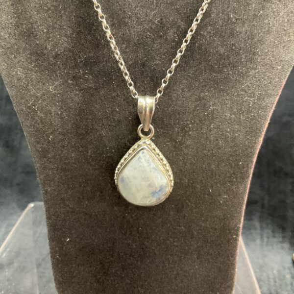 925 Silver Teardrop moonstone pendant 20” necklace