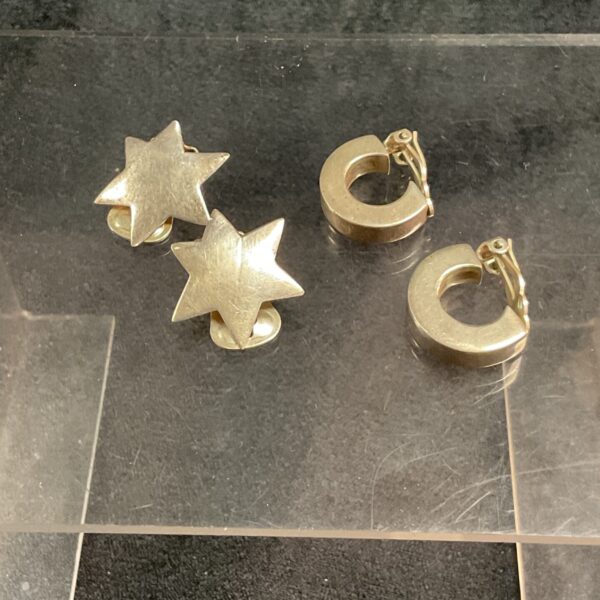 Two pairs 925 silver Clipon earrings