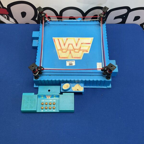 Vintage WWF Hasbro wrestling ring for action figures.