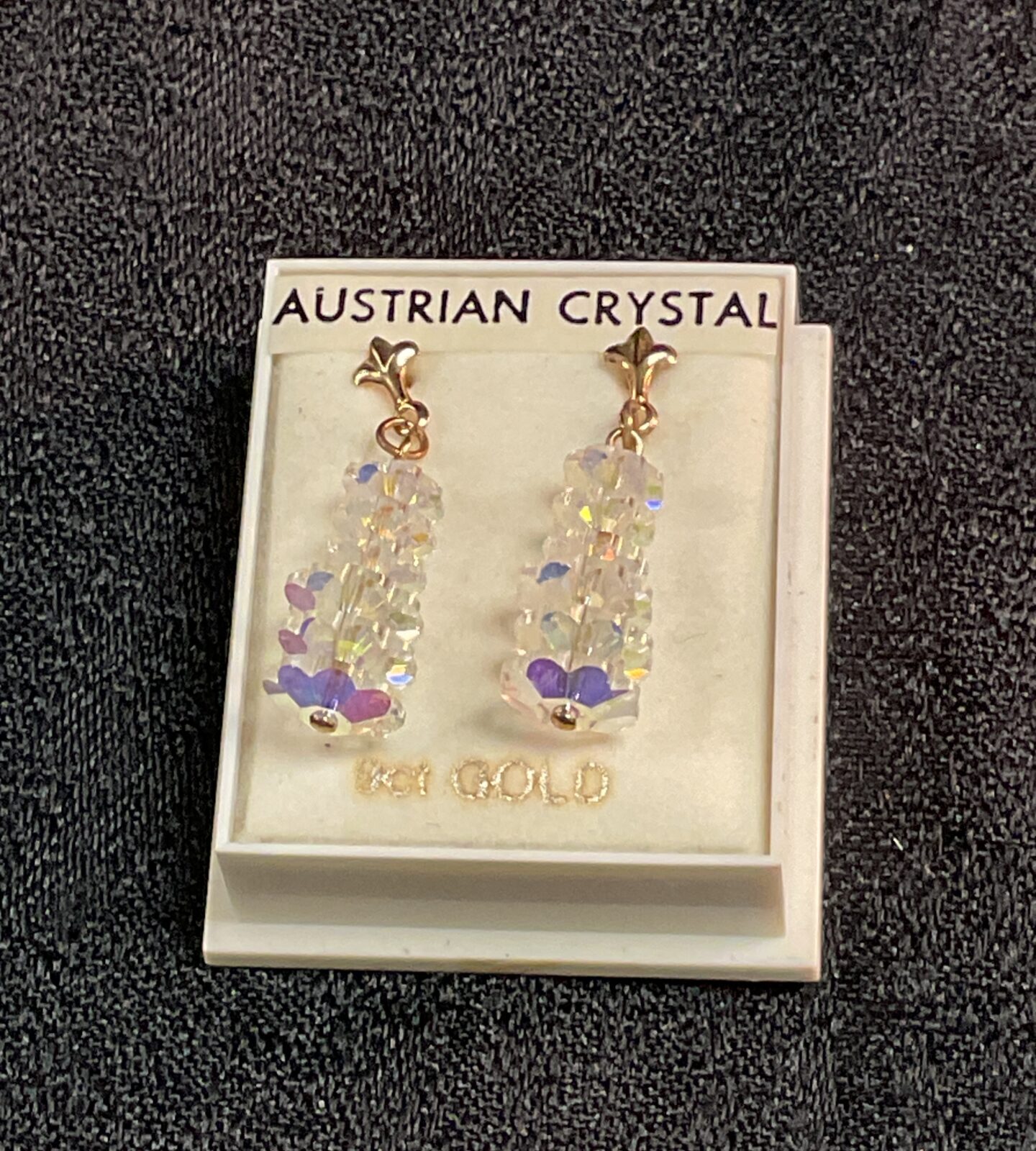 Pair of 9ct gold Austrian crystal drop earrings