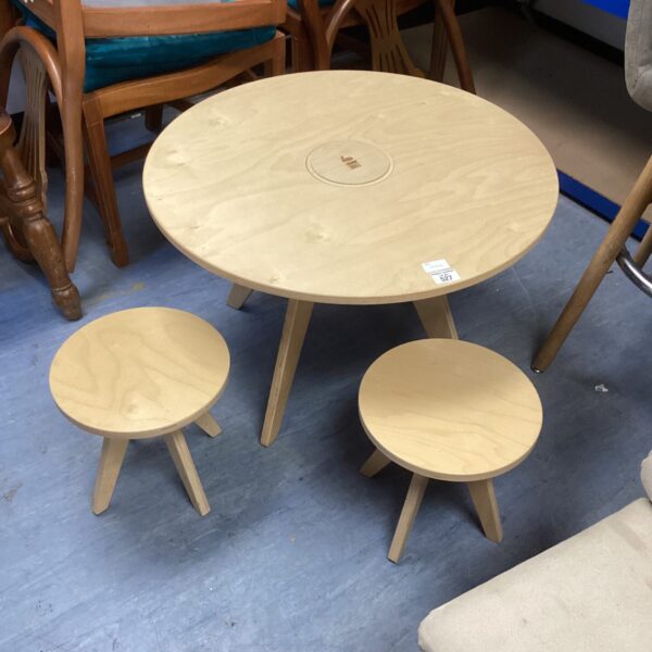 Danish Design modular Wooden low level drawing table with two stools