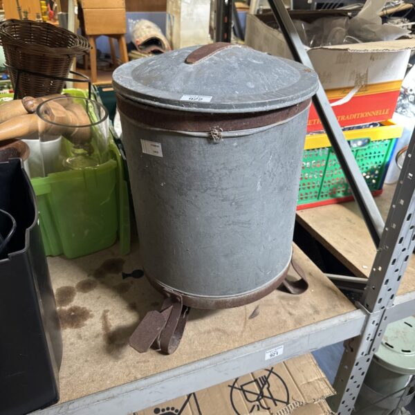Vintage galvanised pedal bin, a classic piece of kitchenalia.