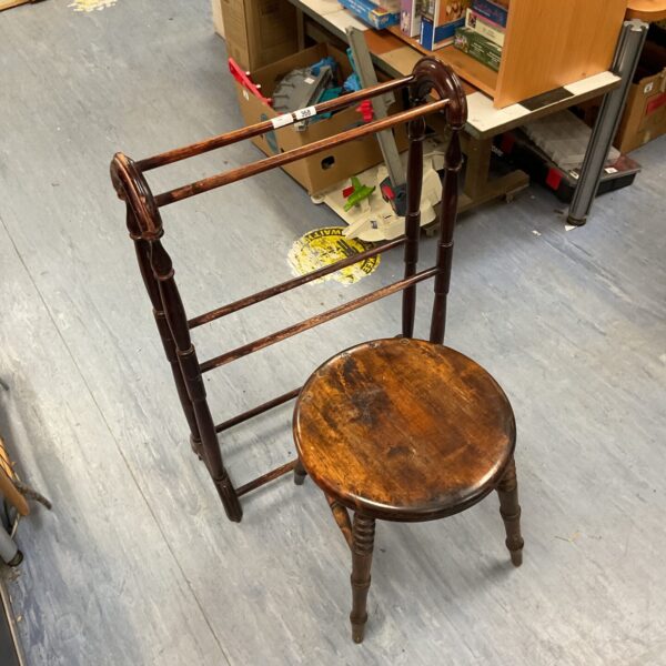 Darkwood towel rack and stool