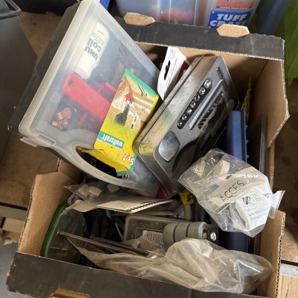 Tray of shed clearance items