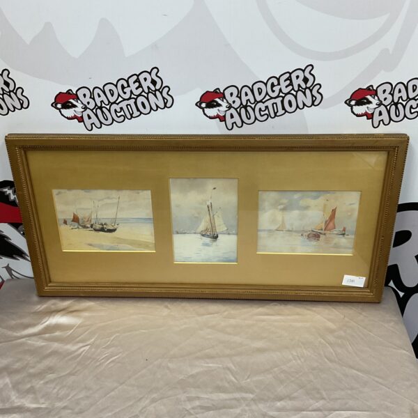 19th century W a sampson signed set of three nautical scene watercolours