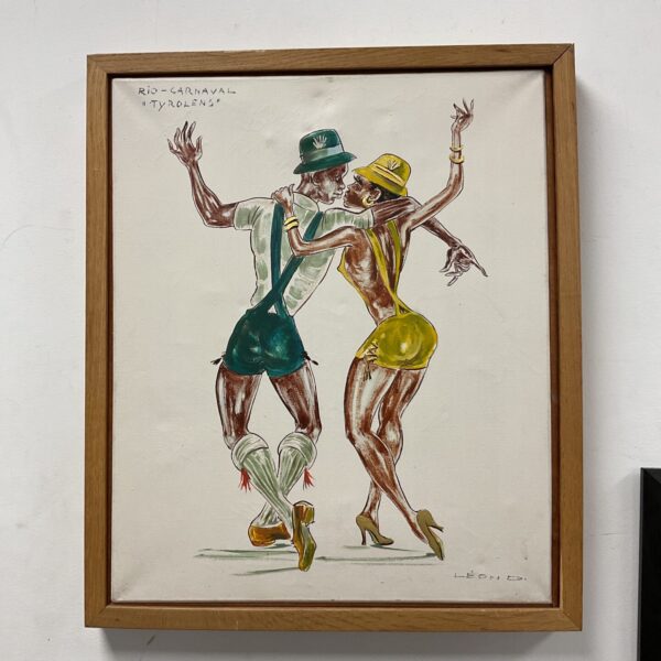 Vintage oil painting of Rio Carnival dancers by Leon'd.