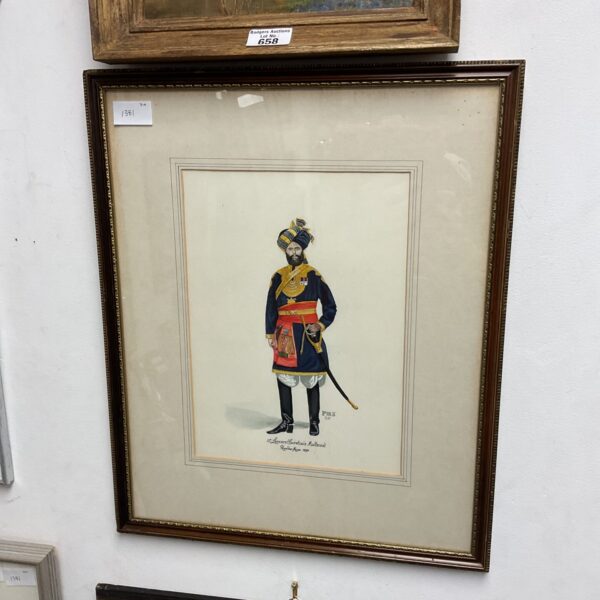 phs signed watercolour of 15th lancers curetons multanist risoldar major