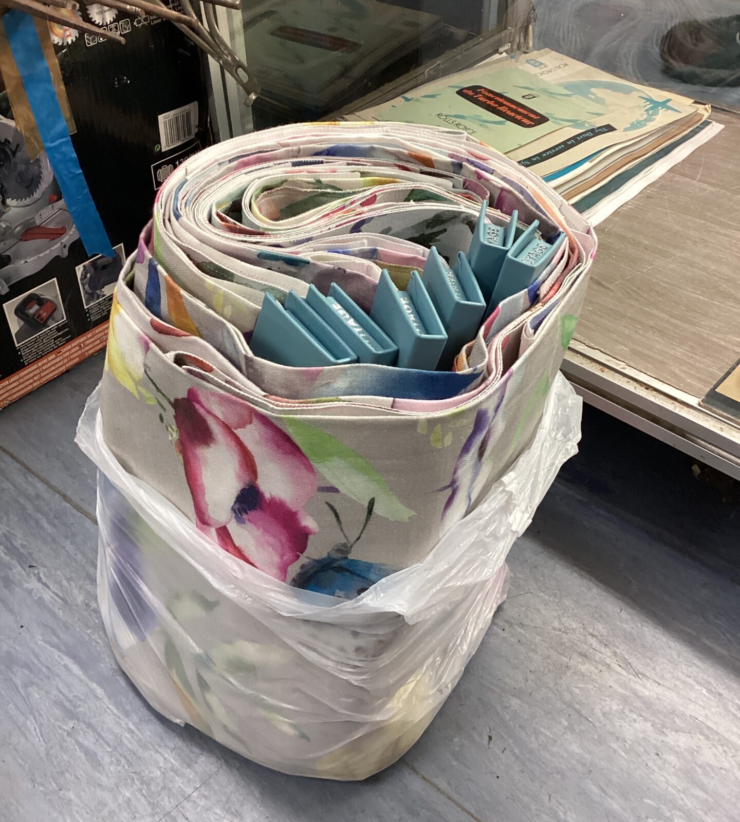 Bag of voyage fabric samples