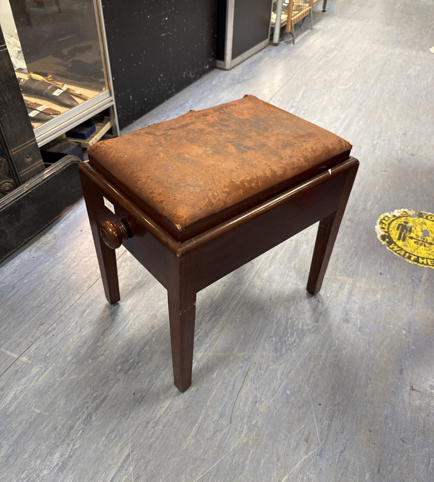 Vintage height adjustable piano stool