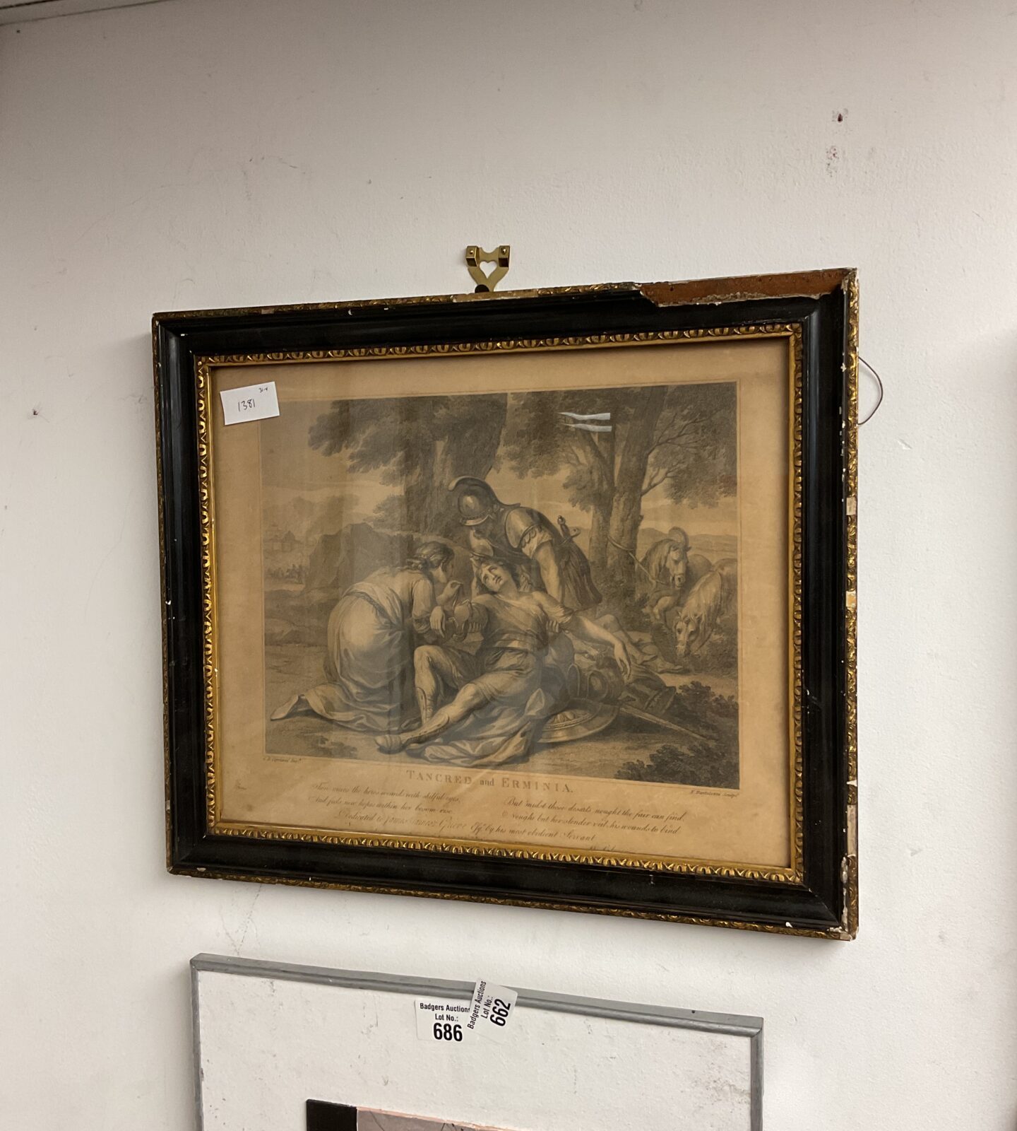 18th century g b cipriani classical bartolozzi print of tancred & erminia