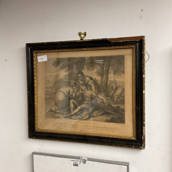 18th century g b cipriani classical bartolozzi print of tancred & erminia