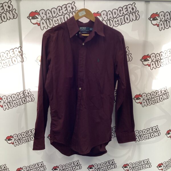 Men's long sleeve Polo Ralph Lauren shirt in burgundy.