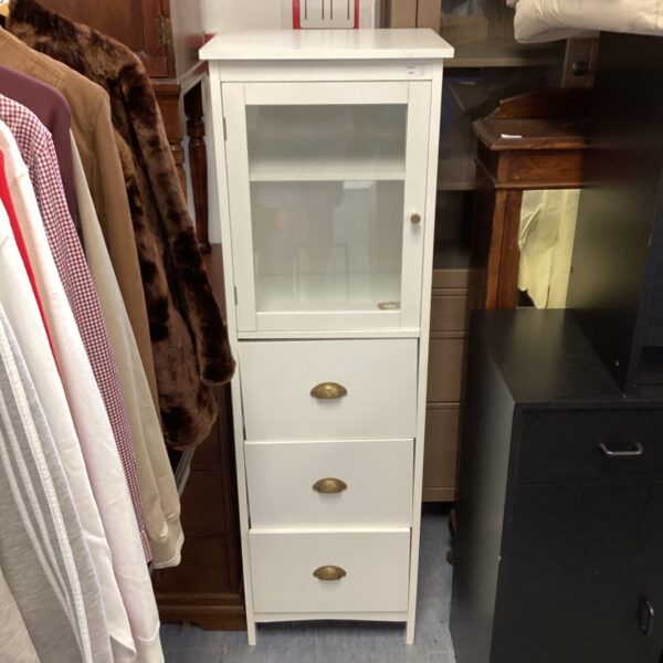 White Three drawer display storage unit