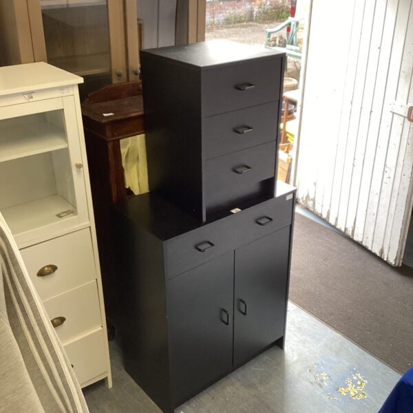 Two black wood effect units