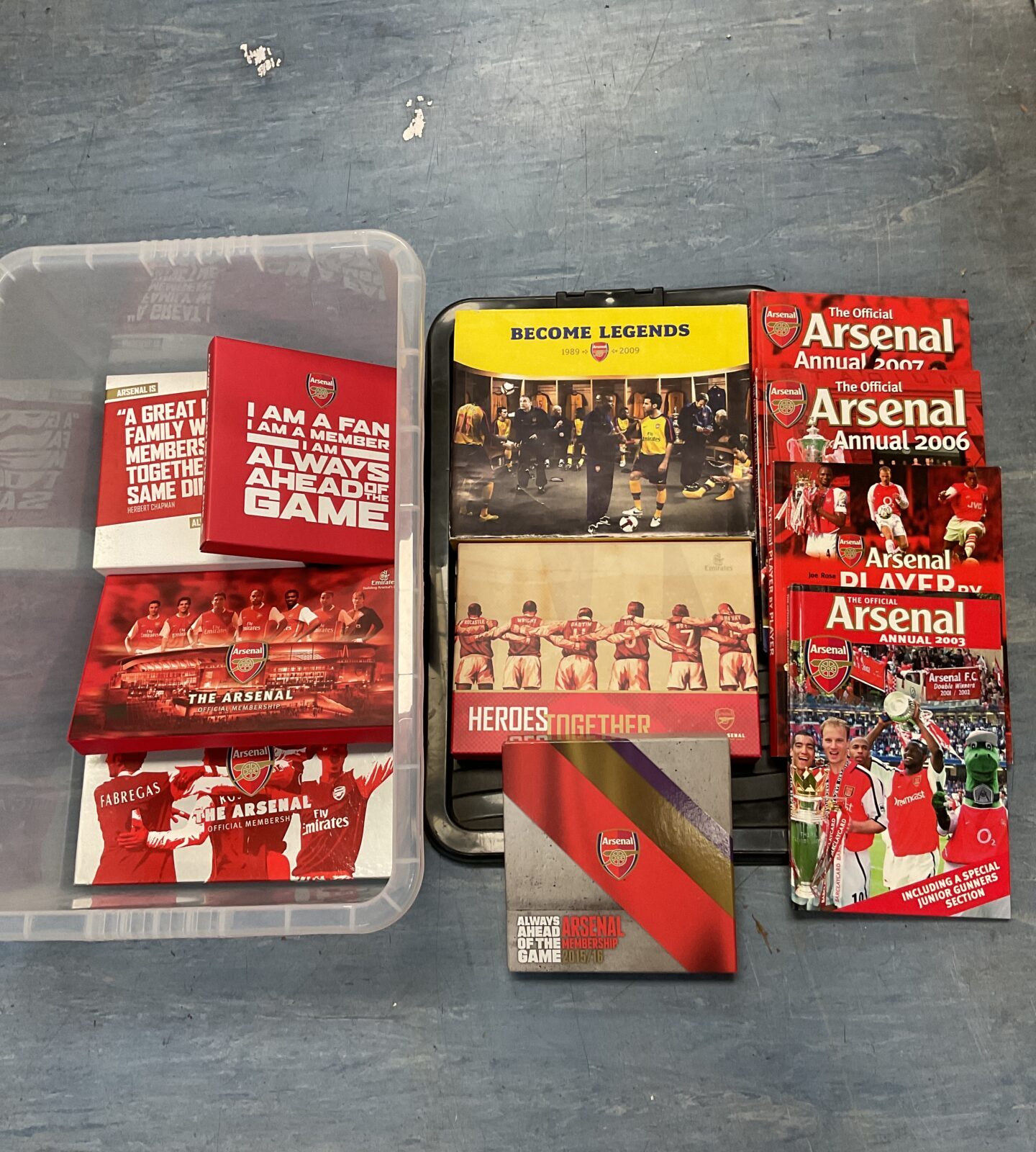Collection of arsenal football club official membership boxsets & books
