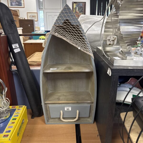 Wooden Sailboat shelf unit 27” length