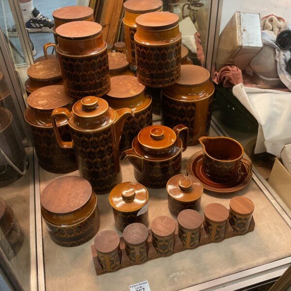 Vintage Hornsea pottery collection of jars and tea/coffee pots.