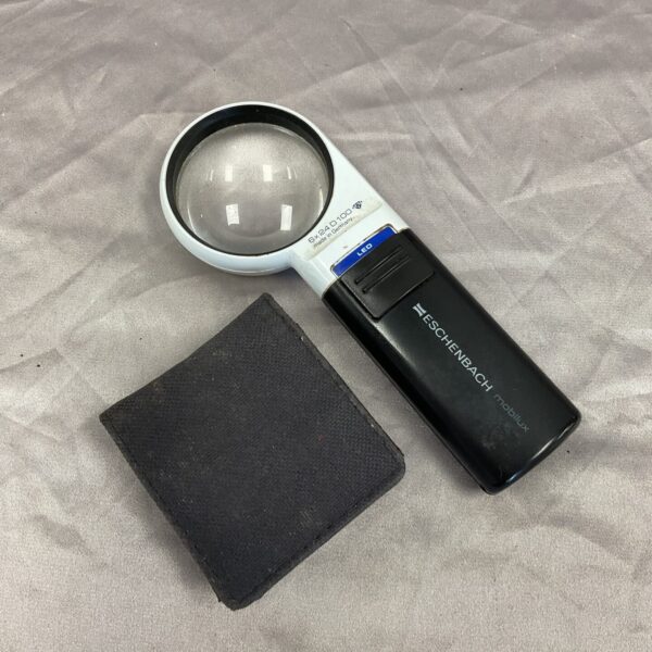 Eschenbach mobilux D100 illuminated magnifier for reading and detail work.