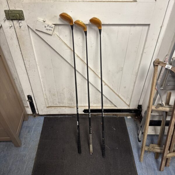 Vintage Ping Zing Karsten golf woods in a lot of three.