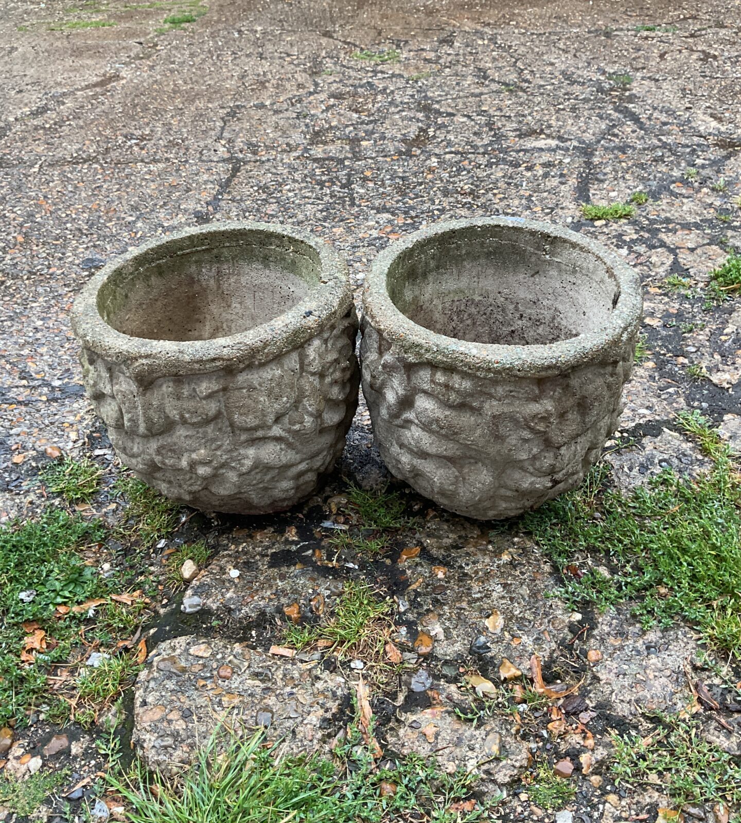 Pair of stone garden plater pots