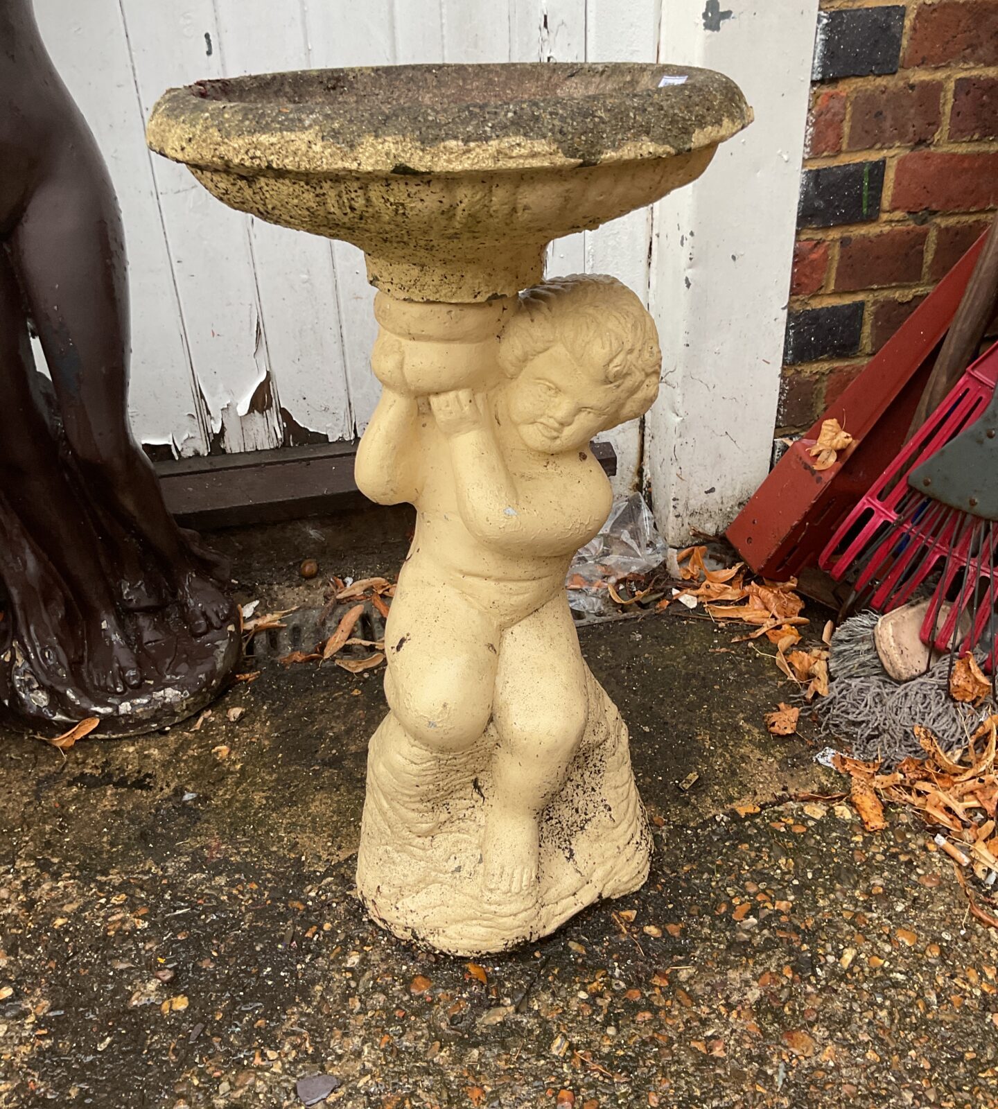 Cherub bird bath