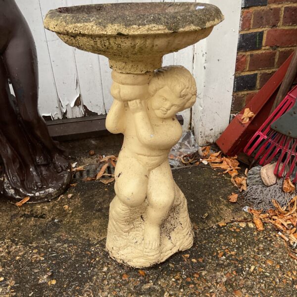 Cherub bird bath