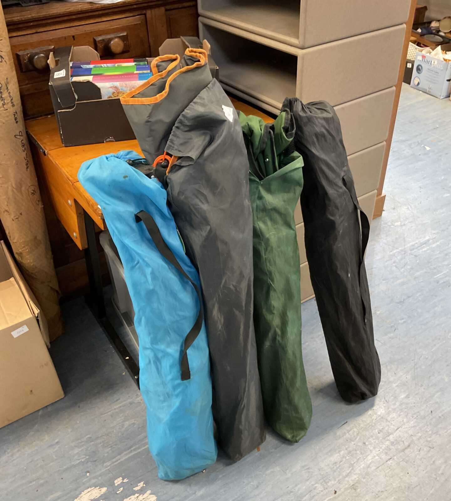 Four folding camping chairs
