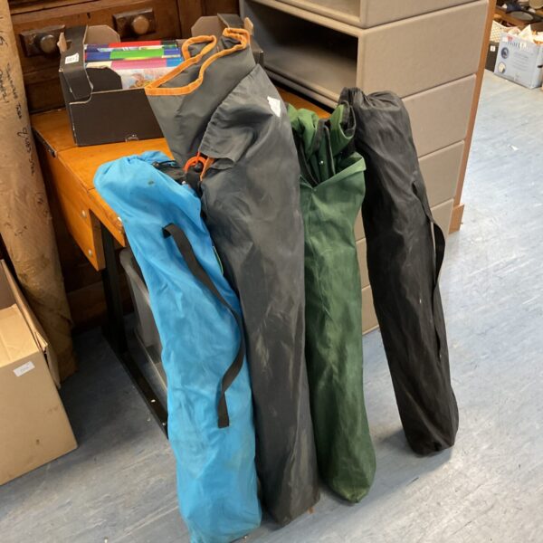 Four folding camping chairs