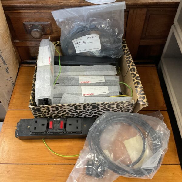 Box of hafele plug sockets with cables