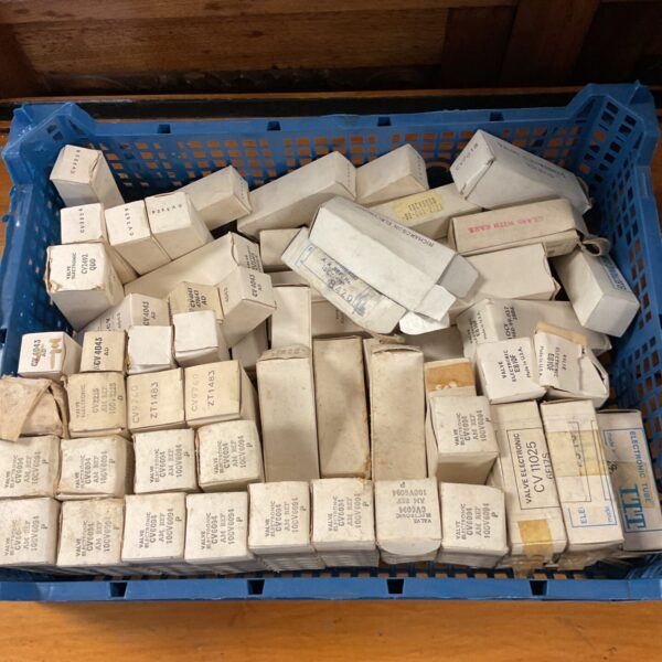Tray of vintage electronic radio valves