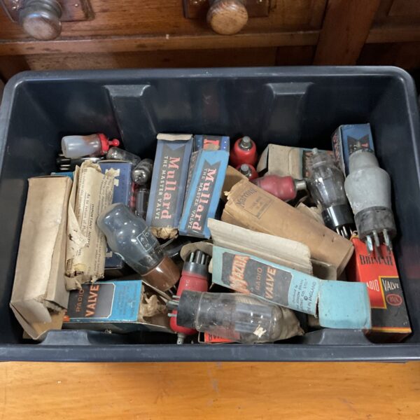 Tray of vintage electronic radio valves
