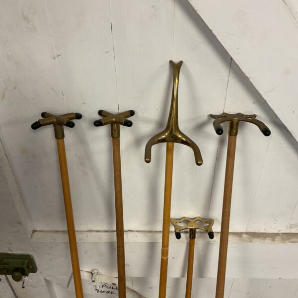 Set of 5 brass topped snooker bridges
